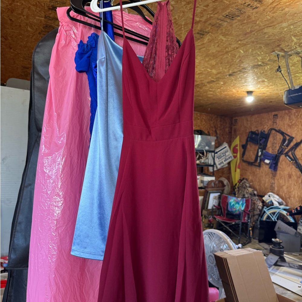 B. Smart Burgundy High-Low Dress